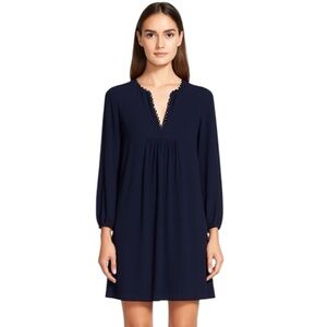 DVF Diane Von Furstenberg Aria Navy Chiffon Tunic Dress Size 2